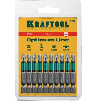 Набор бит KRAFTOOL Optimum РН2 50 мм 26122-2-50-10 - купить с доставкой!