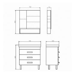 Тумба с раковиной COMFORTY Никосия 70 дуб белый 