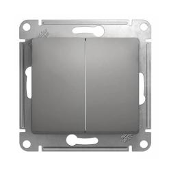 Механизм выключателя SYSTEME ELECTRIC Glossa 2 клавиши алюминий GSL000351