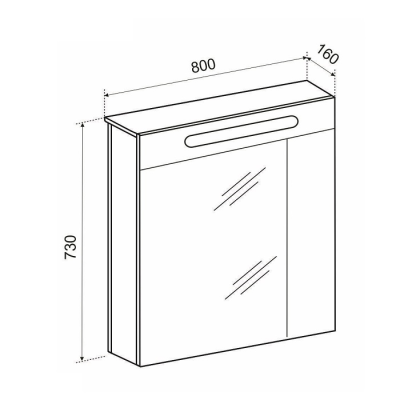 Зеркальный шкаф EMMY Сигма L 80*73 см