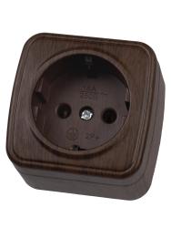 Розетка сетевая НАРОДНАЯ ПРОДУКЦИЯ Дача с заземлением венге