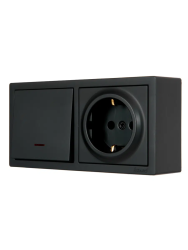 Блок розетка и выключатель LEZARD Leto черный бархат 752-4200-170BIP 