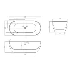 Ванна акриловая ABBER 172*79 см AB9241MW