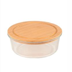Контейнер стекл. с бамбук крышкой круг. 650мл/15*6,5см /Катунь/