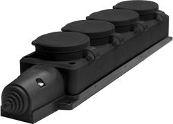 Колодка UNIVERSAL 4 гнезда с крышками с заземлением черный 602231