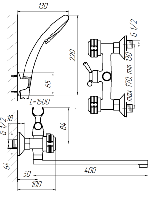 Смеситель для ванны OMEGA 3311L