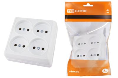 Розетка TDM Ладога 4 гнезда белый SQ1801-0120
