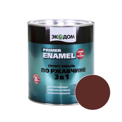 Грунт-эмаль ЭКОДОМ Красно-коричневый 0,9 кг
