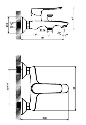 Смеситель для ванны AGGER GP64-500