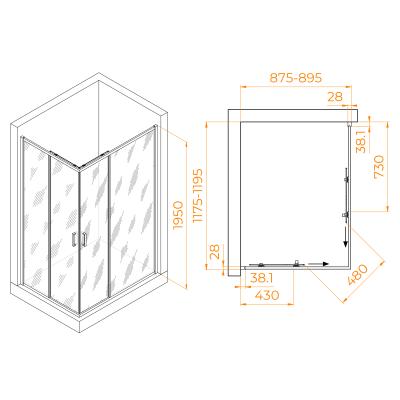 Душевое ограждение RGW PA-246В 120*90 см
