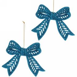 Набор елочных украшений СЕРПАНТИН Сказочные бантики голубой 9*11 см