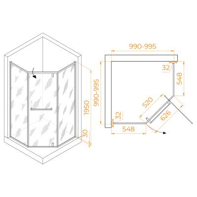 Душевое ограждение RGW НО-084Gb 100*100 см
