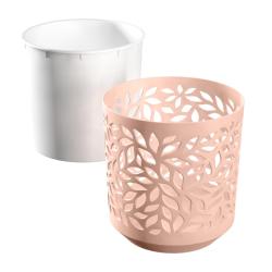 Горшок пластиковый BMC Leaves Пудровый, белый 4 л