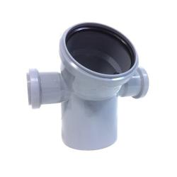 Уголок канализационный 110 мм 45° с левым и правым выходом 50 мм
