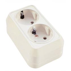 Розетка сетевая MAKEL двойная с заземлением кремовый 45282