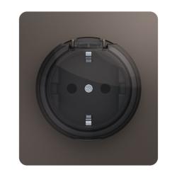 Розетка сетевая KRANZ Round с заземлением с крышкой титан KR-78-0702-2