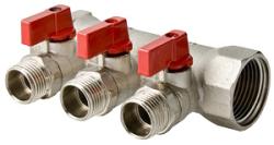 Коллектор латунный VALTEC с отсекающими кранами 2 выхода 3/4*1/2" VTc.580.N.0502