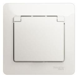 Розетка сетевая SYSTEME ELECTRIC Glossa с заземлением с крышкой жемчуг