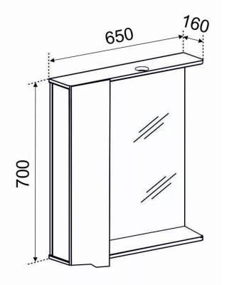 Зеркальный шкаф EMMY Агата L 65*70 см