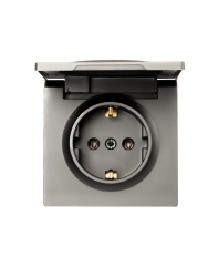 Розетка сетевая LEZARD Leto с заземлением с крышкой платина 752-3500-123B 