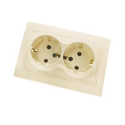 Розетка сетевая TDM Таймыр с заземлением двойная слоновая кость