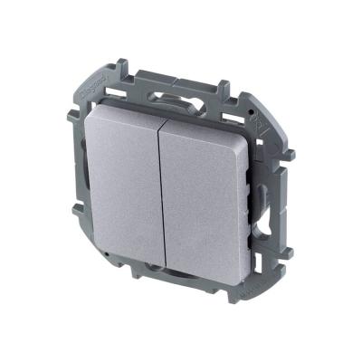 Механизм выключателя LEGRAND Inspiria 2 клавиши алюминий 673622