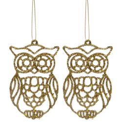 Набор елочных украшений СЕРПАНТИН Мудрая сова золото 10 см