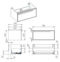 Тумба с раковиной LA FENICE Elba 80 бежевый 