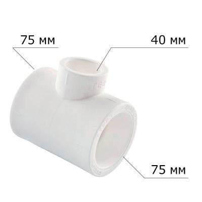 Тройник ПП TEBO полипропилен переходной 75*40*75 мм Тройник ПП TEBO полипропилен переходной 75*40*75 мм