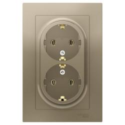 Розетка сетевая SYSTEME ELECTRIC Atlas design двойная с заземлением шампань ATN000524