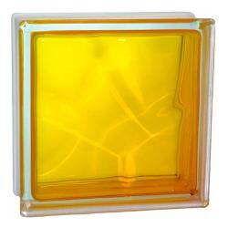 Стеклоблок основной GLASS BLOCK Волна окрашенный внутри медовый