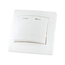 Выключатель TDM Таймыр 2 клавиши с подсветкой белый SQ1814-0005