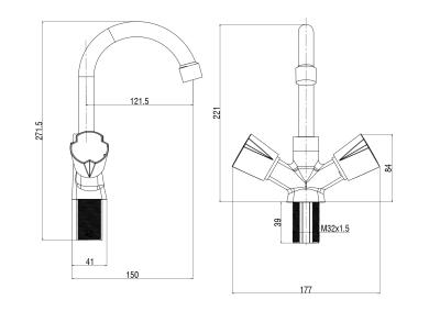 Смеситель для умывальника VODA Calm CALM26 Смеситель для умывальника VODA Calm CALM26