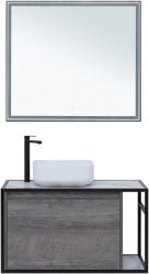 Тумба с раковиной AQUANET Nova Lite Loft 90 L мрамор, дуб рошелье