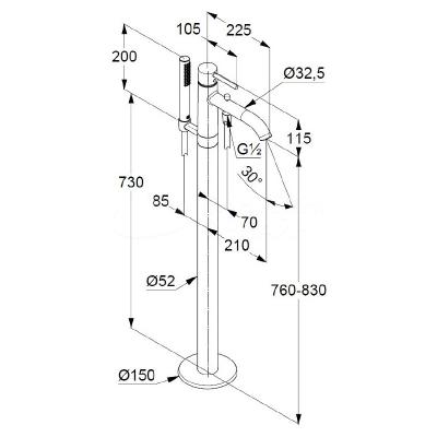 Смеситель для ванны KLUDI Bozz 385903976