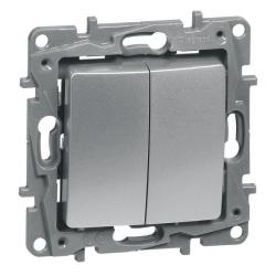 Механизм переключателя LEGRAND Etika 2 клавиши алюминий 672412