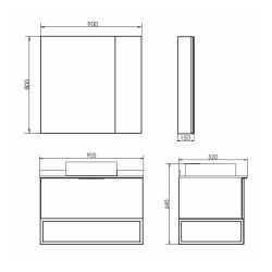 Зеркальный шкаф COMFORTY Порто дуб темно-коричневый 90*80 см