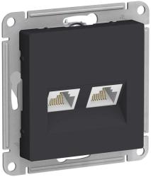 Механизм розетки компьютерной SYSTEME ELECTRIC Atlas design двойной RJ45 карбон ATN001085