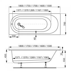 Ванна акриловая VAGNERPLAST Kasandra 180*70 см