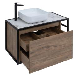 Тумба с раковиной AQUANET Nova Lite Loft 90 L серый, дуб рустикальный