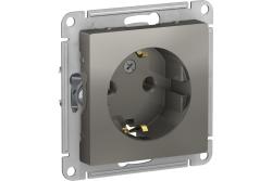 Механизм розетки сетевой SYSTEME ELECTRIC Atlas design с заземлением сталь ATN000951