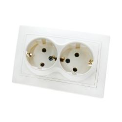 Розетка сетевая TDM Таймыр с заземлением двойная белый SQ1814-0014