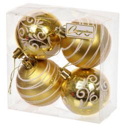 Набор шаров СЕРПАНТИН Снежная дымка золото 6 см