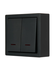 Выключатель LEZARD Leto 2 клавиши с подсветкой черный бархат 752-4200-112