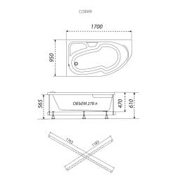 Ванна акриловая TRITON София Х L 170*95 см