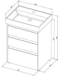 Тумба с раковиной AQUANET Nova Lite 60 3 ящика белый глянец 