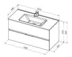 Тумба с раковиной AQUANET Алвита New 100 подвесная серый 