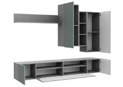 Гостиная СТИЛЬ Сканди НМ-001 Серый Шифер/Грин Грей Софт 2130*350*1800 мм