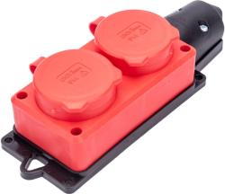 Колодка UNIVERSAL 2 гнезда с крышками с заземлением красный 3072