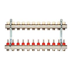 Коллектор латунный GENERAL FITTINGS с расходомерами 11 выходов 1*3/4" EK 650071N100510U